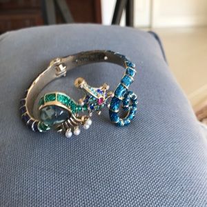 Betsy Johnson Blue Seahorse Hinged Bracelet